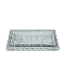  Light Blue Rattan Vanity Tray - 2 Sizes Available