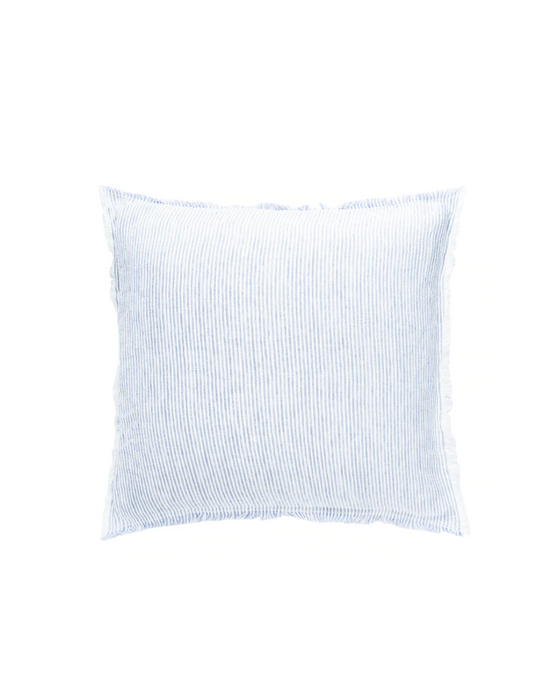 Sky Blue & White Stripe Linen Pillow - 3 Sizes Available