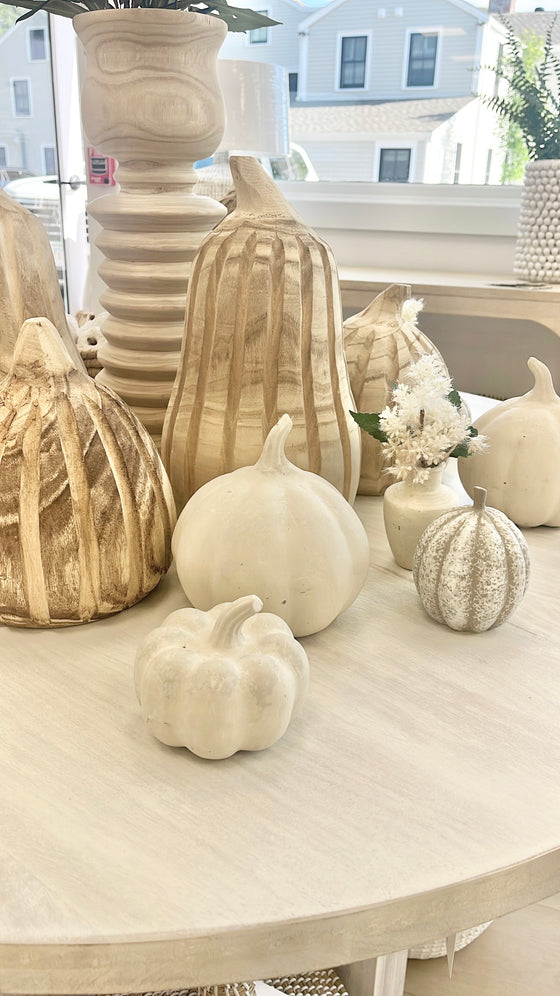 White Paper Mache Pumpkin - Medium