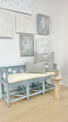 Blue Rattan Bench