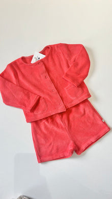  Coral Terrycloth Cardi