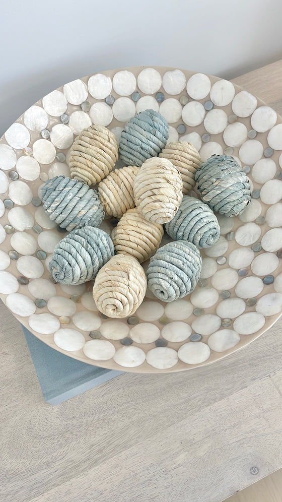 Blue & Ivory Rattan Eggs