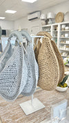 Jillian Raffia Hobo - Sky Blue