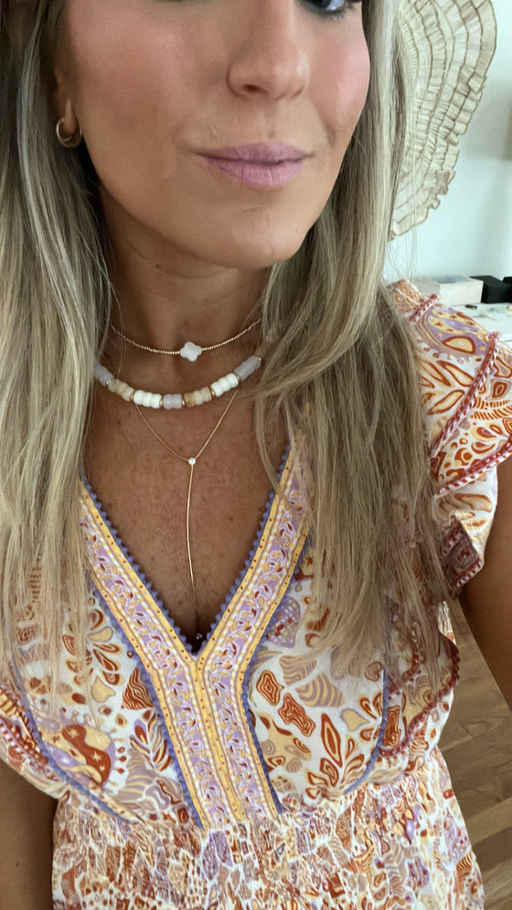 Beaded Mother of Pearl Clover Choker