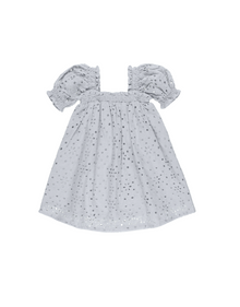  Eyelet Short Sleeve Dress - Blue