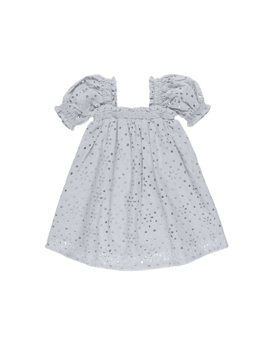 Eyelet Short Sleeve Dress - Blue