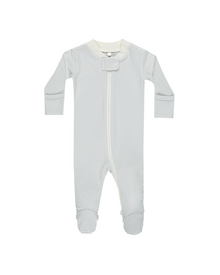  Light Blue Stripe Zip Footie Slooper