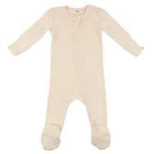  Cream Pointelle Footed Onesie