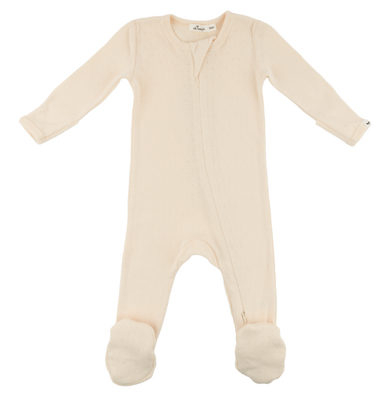 Cream Pointelle Footed Onesie