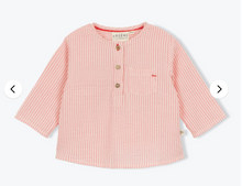  Gauze Stripe Shirt - Pink/White