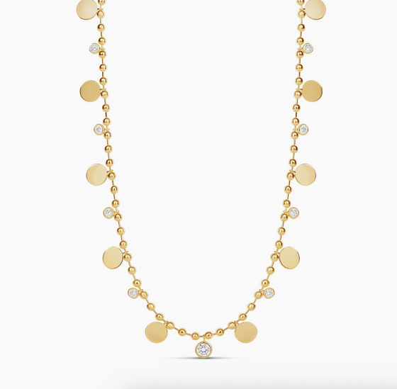 Disc Necklace with Rhinestones