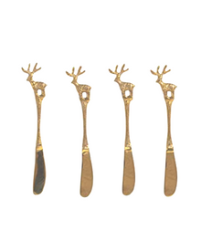  Brass Reindeer Spreader Knives - Set of 4