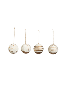  Ivory Paper Mache Ornaments - 4 Styles Available