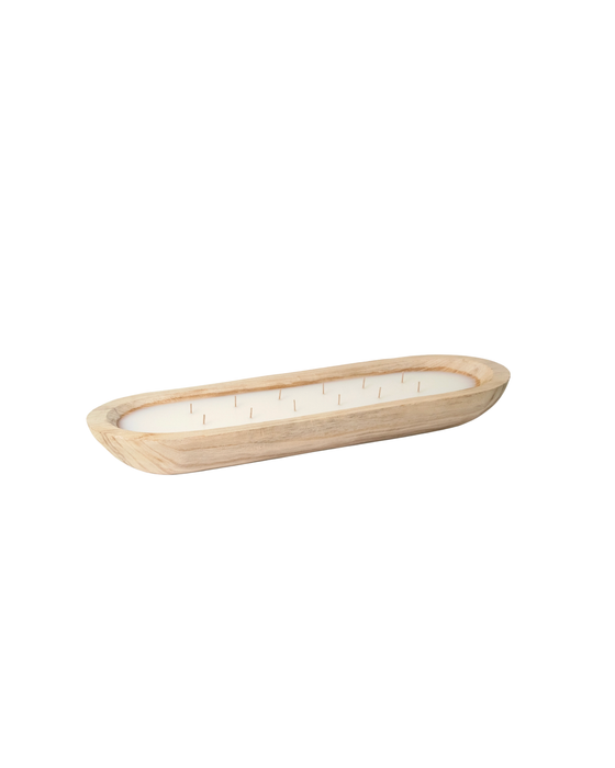 Long Wood Bowl Candle