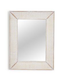  White Wash Rattan Mirror