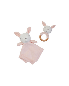  Knit Bunny Snuggle & Rattle Set