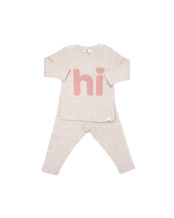 "Hi" Set - Pink/Beige