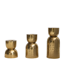  Hammered Brass Candle Holders - Set of 3