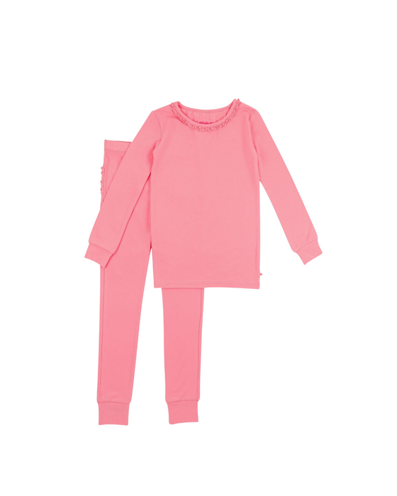 Pink Ruffle Long Sleeve Pajama Set