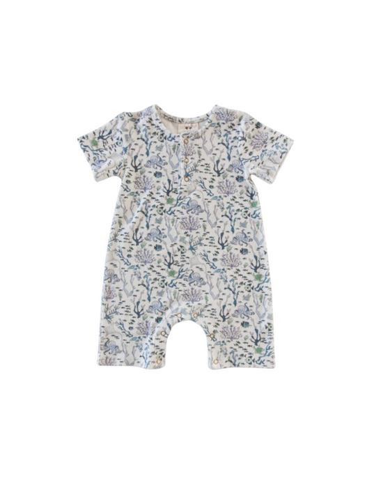 Terrycloth Romper - Coral Reef