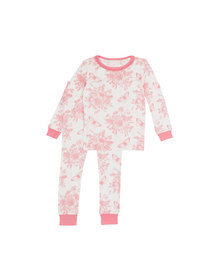  Pink Garden Toile Long Sleeve Pajama Set