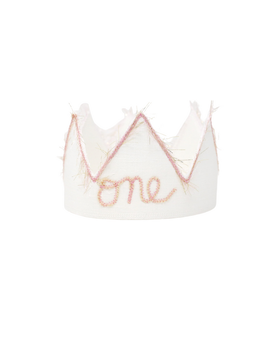 "One" Crown - White/Light Pink