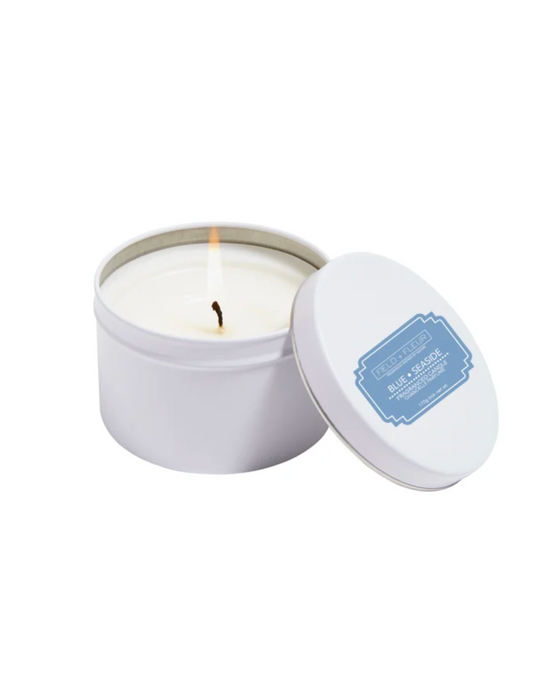 Blue Seaside Tin Candle