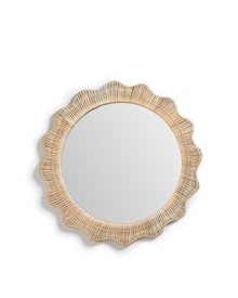  Scallop Edge Round Woven Mirror