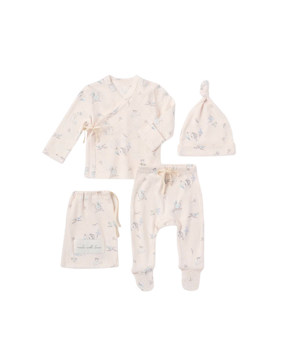 Light Pink Pattern Pointelle Layette Set