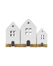  Paper Mache Houses with Gold Detailing