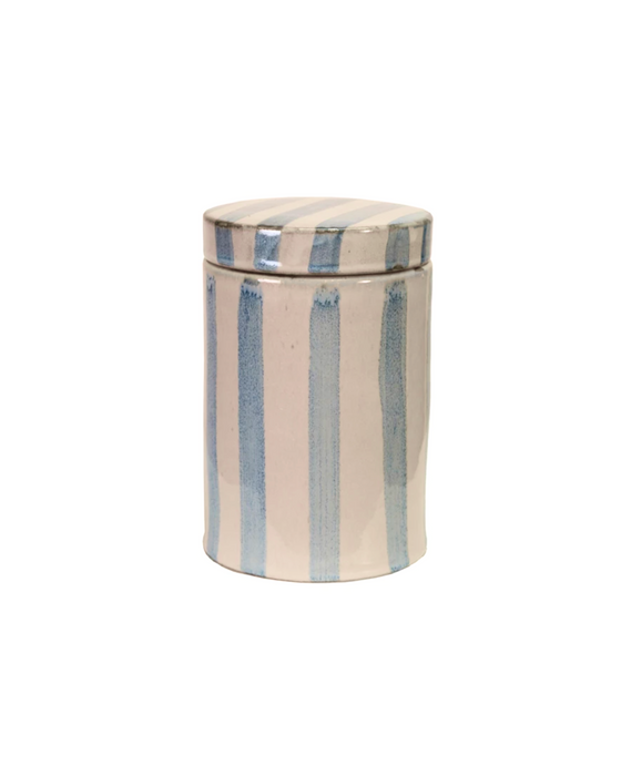 Blue & White Striped Jar