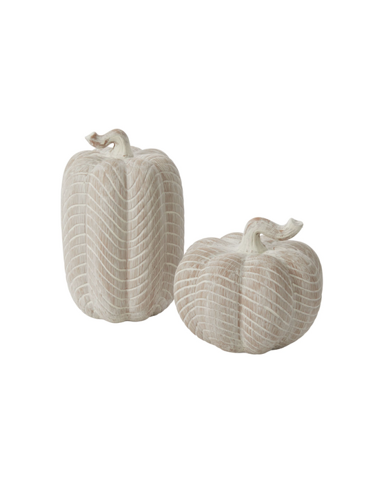 White Wash Ceramic Pumpkins - 2 Sizes Available