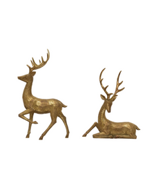  Gold Reindeer Statues - 2 Styles