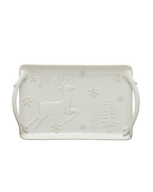  Stoneware Reindeer Platter