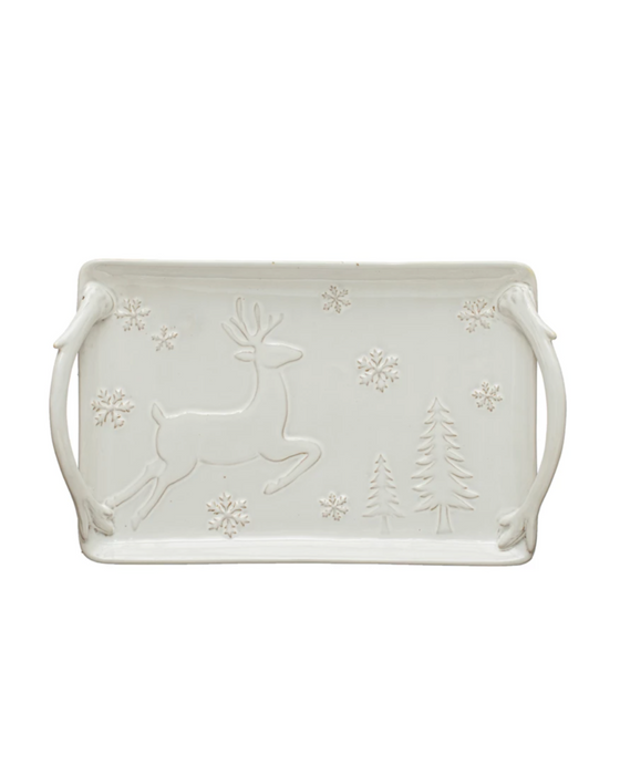 Stoneware Reindeer Platter