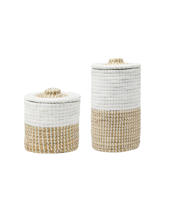 Woven Bathroom Canisters - 2 Sizes Available