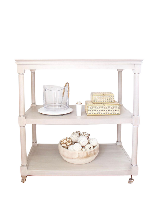 White Wash Oak Bar Cart