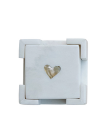  Mother of Pearl & Marble Heart Coasters