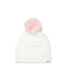  Newborn Pom Hat - Cream & Pink