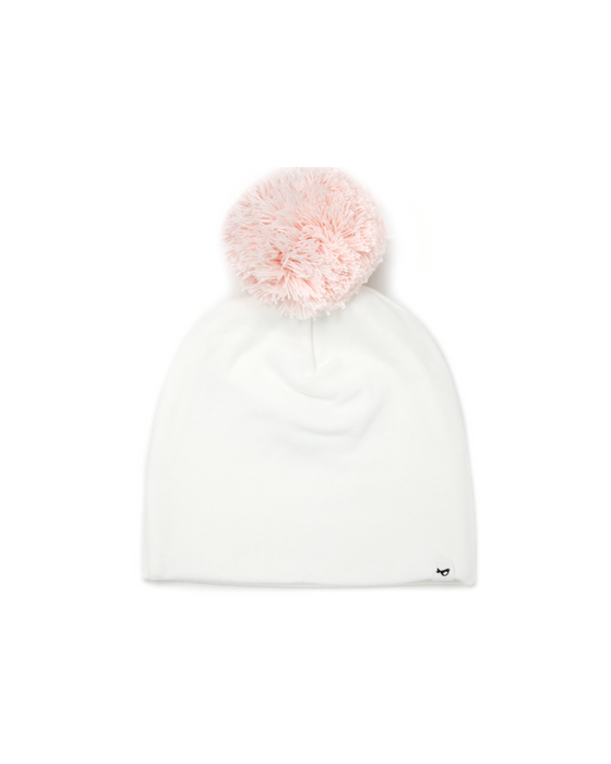 Newborn Pom Hat - Cream & Pink