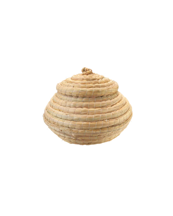 Straw Round Lidded Basket