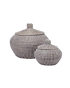 Erin Lidded Baskets - Blue & White