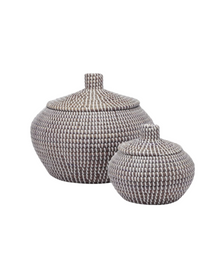  Erin Lidded Baskets - Blue & White