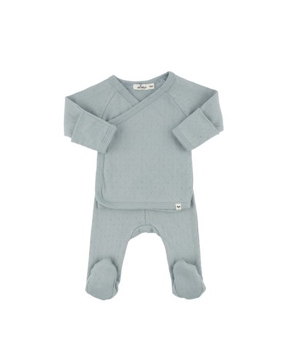Pointelle Blue Gray Kimono Set