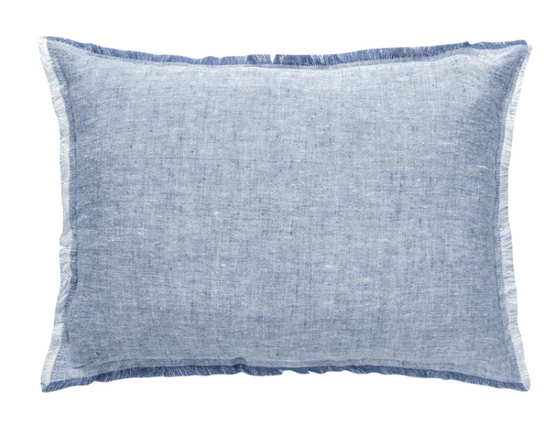 Chambray Blue Linen Pillow - 3 Sizes Available