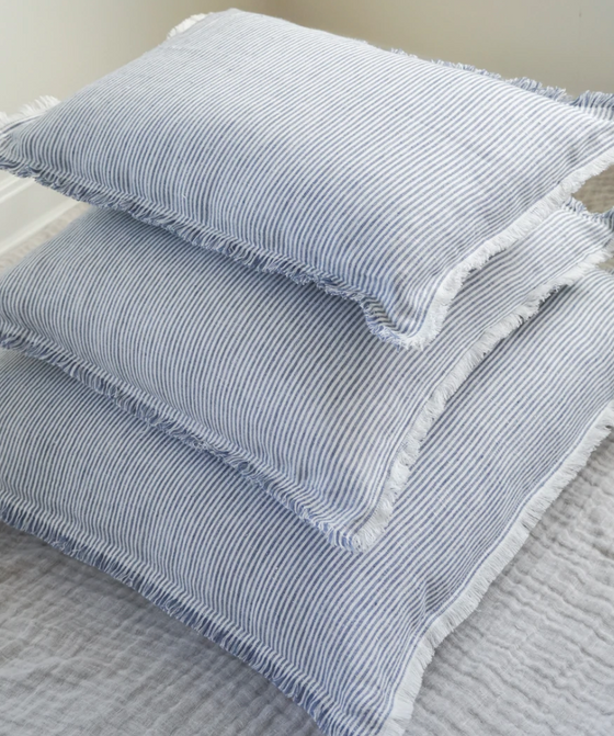 Chambray Stripe Linen Pillow - 3 Sizes Available