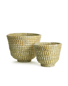  Woven Footed Baskets - 2 Sizes Available