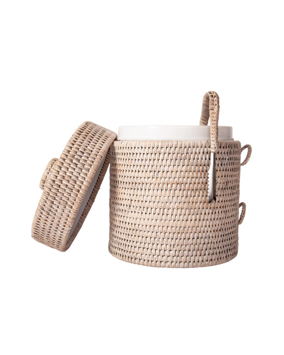 Rattan Ice Bucket with Tongs - Small